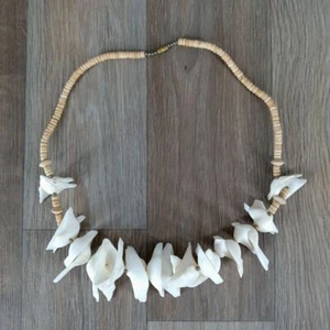 Collana vintage fatta a mano conchiglia boho gioielli da spiaggia conchiglia bianca girocollo perline - Foto 1 di 5