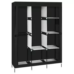 71" Portable Fabric Clothes Storage Closet Organizer Shelf Wardrobe Rack, Black - Picture 1 of 10