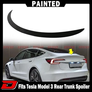24-25 Fit For Tesla Model 3 4D OE Look Rear Trunk Boot Spoiler Wing Paint Black - Picture 1 of 5