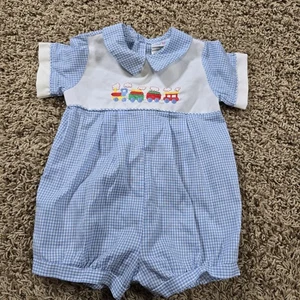 Vintage choo choo train romper by Alexis Baby 6 Months - Picture 1 of 5