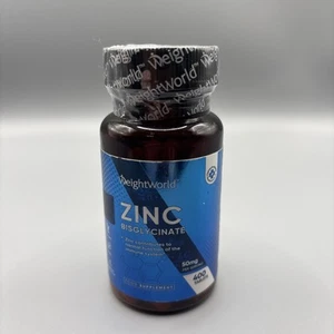 Bisglicinato de zinc WeightWorld - 400 comprimidos de 50 mg - Cabello piel y uñas - Fertilidad - Imagen 1 de 2