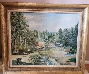 E. Machowicz 1973 Polnisches Ölgemälde Landschaft Porąbka Żarnówka signiert - Bild 1 von 22
