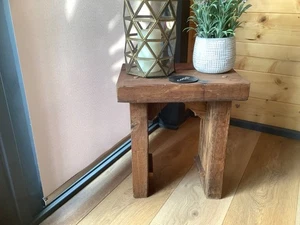 Solid Oak Little Side Table Made By Local Joiner from 18th Century Thick Oak - Picture 1 of 7