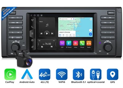 Android 13 6+64GB Autoradio 7" QLED GPS Navi DSP CarPlay 4G für BMW 5er E39 523i - Bild 1 von 4