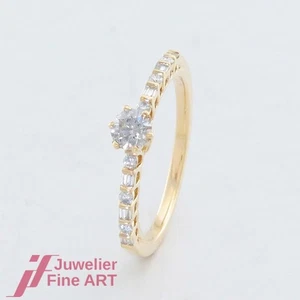 Ring Solitär mit Akzentsetzung 19 Diamanten ges. 0,40ct -18K/750 Gold +Expertise - Bild 1 von 6