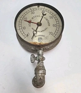 Vintage Steam Punk Altitude Gauge Allen Myers Rock Island IL Steam Specialty  - Picture 1 of 7