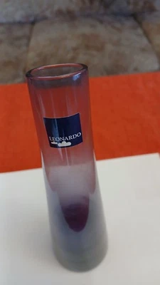 Leonardo mit Aufkleber  Blauglas VASE elegant Höhe 25 cm x 9 cm Durchmesser - Bild 1 von 4