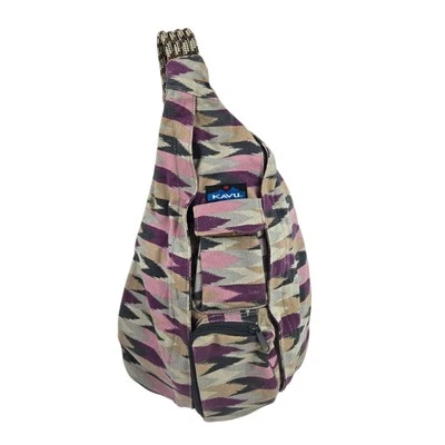 Kavu Rope Sling Bag Aztec Southwestern Print Crossbody Backpack Purple Gray EUC - Image 1 of 4