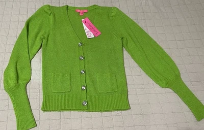 Lilly Pulitzer Angeli Sweater Cardigan in Fresh Citrus Size XS Holiday Green NWT - Image 1 of 4