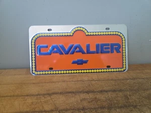 Novelty Chevy Cavalier Plate 1980s Vintage Souvenir Automobile Aluminum Booster - Picture 1 of 7
