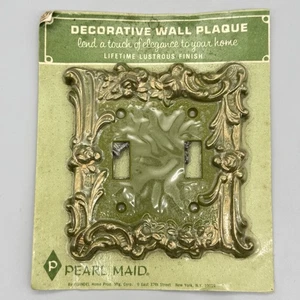 NOS MCM 1960er grün gold HOLLYWOOD REGENCY Doppelschalter Platte Vintage Pearl Made - Bild 1 von 3