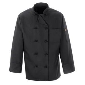 Red Kap Black Chef Coat Ten Knot Buttons - Picture 1 of 2