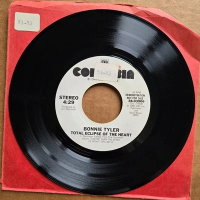 BONNIE TYLER Total Eclipse Of The Heart DJ PROMO Columbia 45 7" Record Vinyl Foto 1 de 2