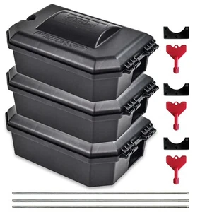 3 x Pest Expert Rat Poison Bait Boxes Professional Heavy Duty, Locking Stations - Picture 1 of 1