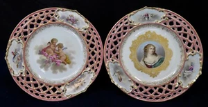 Vintage French Porcelain Reticulated Compote Servers - Picture 1 of 11