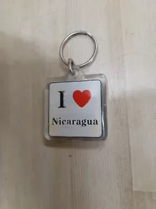 I Love Nicaragua - Nicaragua Flag Plastic Key Ring Keychain - Picture 1 of 3