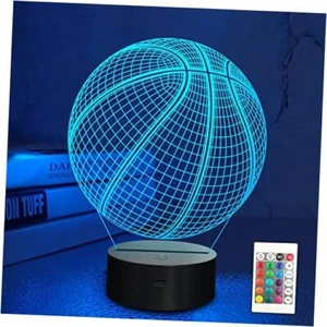 Basketball Night Light Kids 3D Optical Illusion Lamp with 16 Colors Changing - Picture 1 of 7