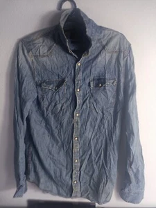 Zara Man Denim Collection Distressed Soft Denim Jacket Open Holes Blue Sz S - Picture 1 of 5