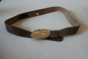 WOMENS CHAMBERS BELT CO. GOLD BUCKLE Y.A.L. LEATHER TAN BELT STRAP L * - Picture 1 of 7