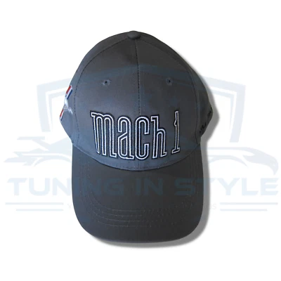 Ford Mach 1 Mustang Tri Bar Embroidered Logo Baseball Cap Grey Official Licensed - Image 1 of 4