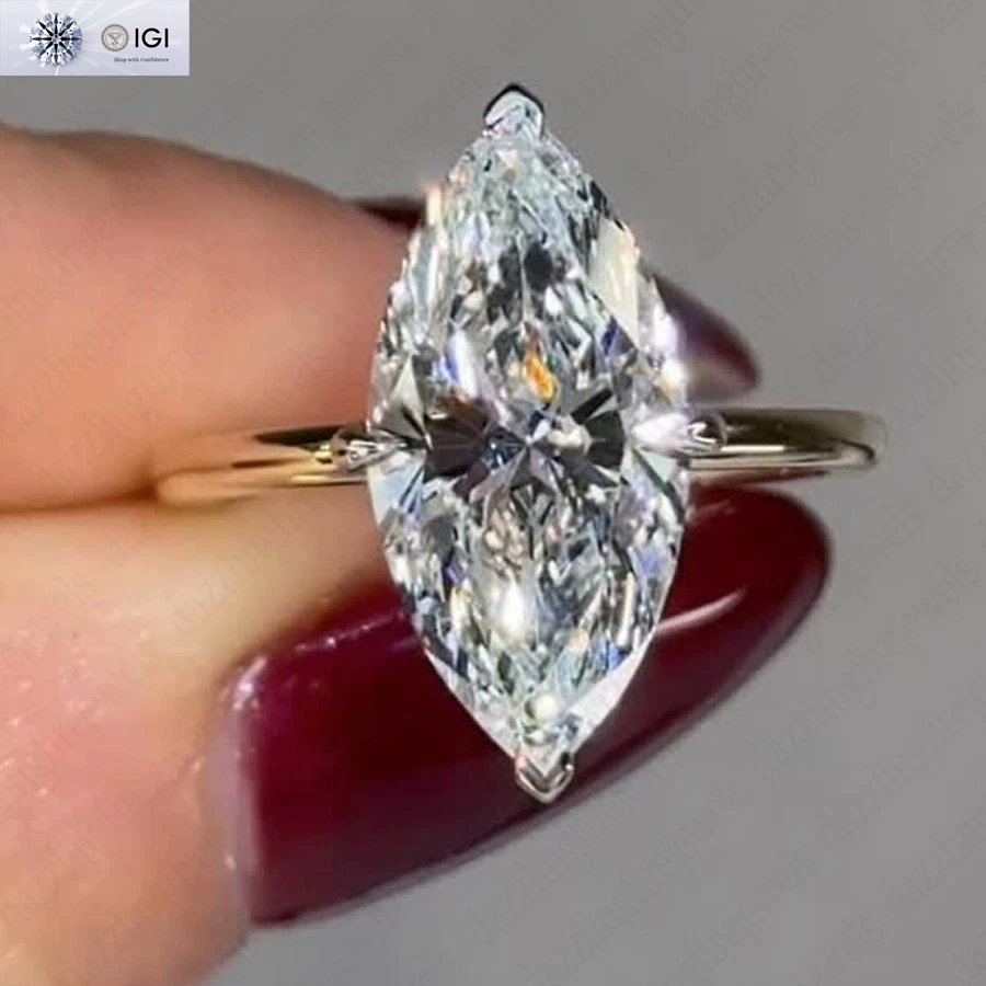 IGI 2.25Ct F VS1 Marquise Lab Grown Diamond Engagement Ring in 14K Two-Tone Gold - Image 1 of 4