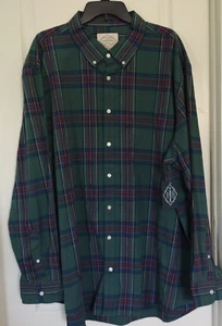 NWT MEN BIG & TALL ST JOHN'S BAY PLAID SHIRT 3XLT LONG SLEEVE PCKT  Mallard Teal - Picture 1 of 15