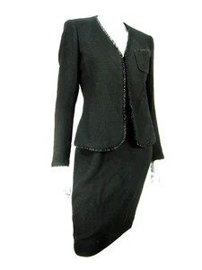 DANA BUCHMAN 2 Piece SUIT DRESS & JACKET SIZE 2 BLACK - Picture 1 of 12