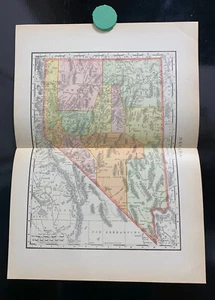 Nevada - um 1895, Rand McNally & Co., 11 x 14 antike Karte - Bild 1 von 2