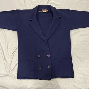Vintage Ruff Hewn Wool Blazer Leather Trim Pearl Snap Men Medium Cardigan Button - Picture 1 of 24