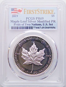 2019 $5 CANADIAN Modified Proof PR69 Pride of Two Nations FirstStrike - Picture 1 of 2