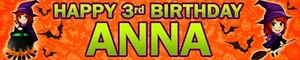 2 X WITCH PERSONALISED HALLOWEEN BIRTHDAY BANNERS - Picture 1 of 1