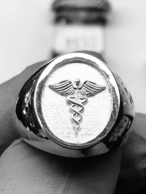 Caduceus Medical Symbol Nurse Doctor Ring Sterling Silver 925 - Image 1 of 4
