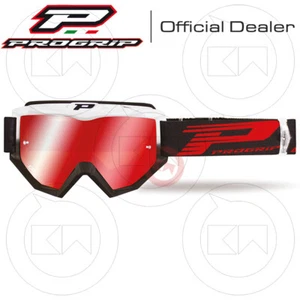 MASCHERA PROGRIP OCCHIALI MOTO CROSS ENDURO 3201 Bianco/Nero Lente a Specchio - Foto 1 di 3