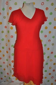 STUDIO 1 Womens 8 P red BLOUSE & MATCHING SKIRT layered FREE FLOWING EUC - Picture 1 of 12