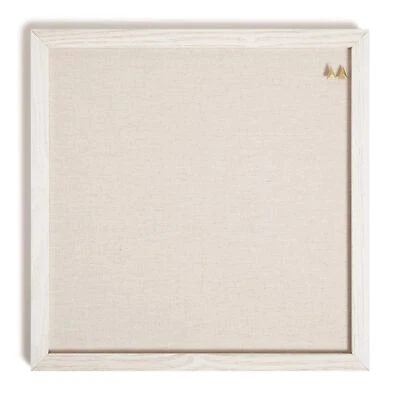 U Brands Rustic Linen Bulletin Board, 14"x14", White Wood Style Frame, Indust... - Image 1 of 4