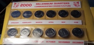 Canada 2000 Millennium Set Album 12 Coins 25 Cent One For Each Month. - Picture 1 of 7