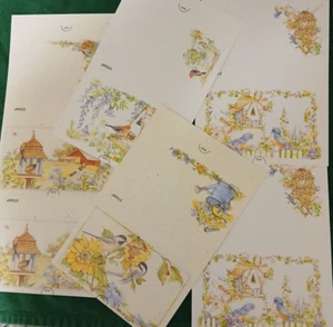 SIX Fold & Seal 70s BIRDS-HOUSES-SPRING FLORALS 1-Sheet Mailer Stationery PAV - Picture 1 of 19