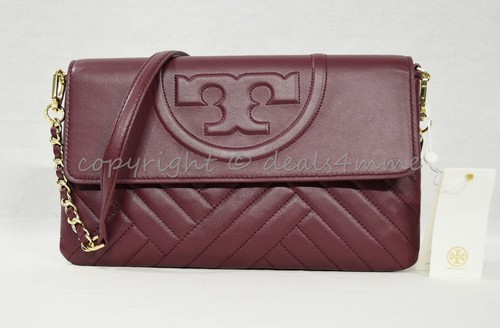 Pochette in pelle Tory Burch Alexa nuova con etichette borsa a tracolla in granato imperiale