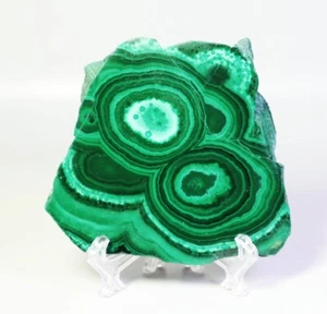 198g Natural Polished Malachite Gem Quartz Crystal Slice Mineral Specimen Stand - Picture 1 of 13