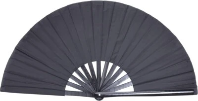 Large Folding Hand Rave Fan for Men WomenFolding Hand Fans Black Bamboo - Image 1 of 4