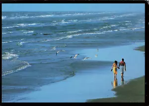 Publicidad de turismo vacacional de Texas TX, Ocean Beach, postal vintage - Imagen 1 de 2