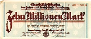 1923 Germany HAMBURG 10.000.000 / 10 Million Mark Banknote - Picture 1 of 1