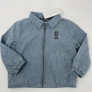 Ralph Lauren Baby Boy 24M Polo Bear Full Zip Jacket Long Sleeve Blue - Picture 1 of 8