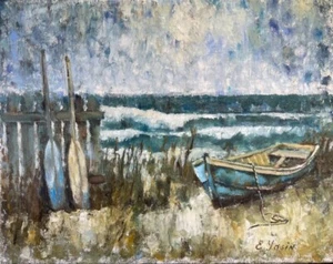 Coastal boat Original oil painting Nautical wall art Marine artwork Hand painted - Picture 1 of 9