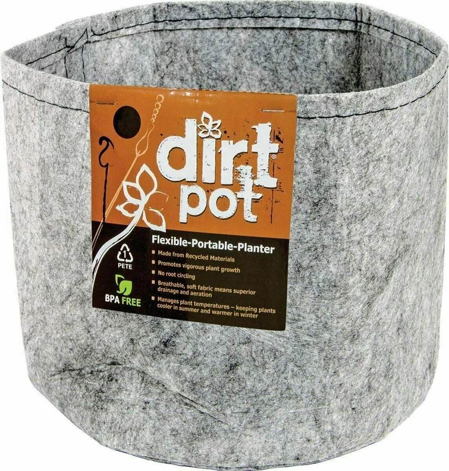 Hydrofarm HGDB2NH Dirt Pot Flexible Portable Fabric Planter, Grey, 2 Gallon - Image 1 of 1