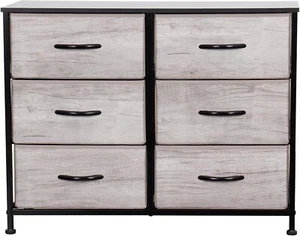 Chest of 6 Drawers, Wood Top and Large Storage Space Organizer Modern Cabinet UK - Picture 1 of 7