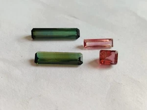 4Pcs Multi Colour Tourmaline Baguettes Shape Faceted Gemstone 5Ct Jewelry Making - Picture 1 of 8