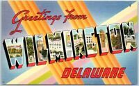 WILMINGTON Delaware Large Letter Postcard Colorful TICHNOR Linen c1950s Unused