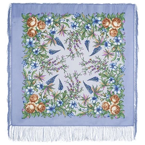 Pavlovo Posad Schal Tuch Wolltuch Wollschal Fransen 89x89 cm 1604-10 1604-15
