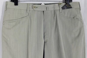 ©¿©¬QUITE_NICE NWT ISAIA HAND_CRAFTED_HEATHERED_GRAYED_OLIVE 100% WOOL W34 12671 - Picture 1 of 5